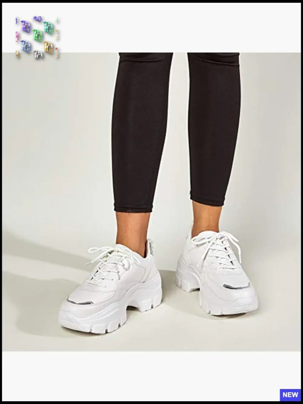 Chunky Platform Sneakers Hologram Lace-Up Casual Fashion Walking Sport Shoes